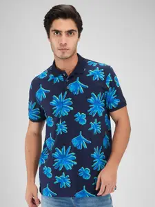 SPYKAR Men Floral Printed Polo Collar Tropical Pockets Slim Fit T-shirt