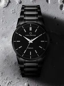 CARLINGTON Men Brass Patterned Dial & Stainless Steel Bracelet Style Straps Analogue Chronograph Watch IGP