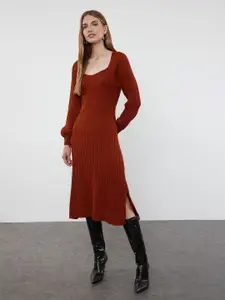 Trendyol Solid A-Line Midi Dress