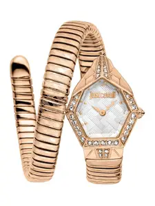 Just Cavalli Women Embellished Dial & Stainless Steel Wrap Around Straps Analogue Watch JC1L303M0045