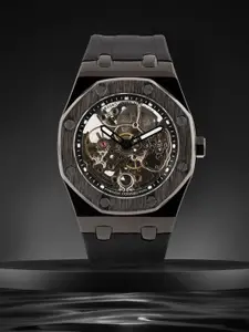 French Connection Men Skeleton Fold over Strap Dial Automatic Watch
