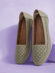 Bata Women Ballerinas with Laser Cuts Flats