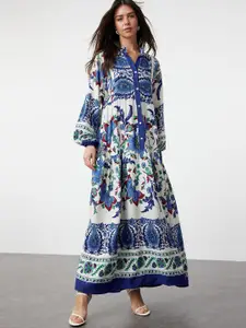 Trendyol Floral Print Bell Sleeve Maxi Dress
