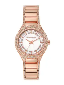 Michael Kors Women Embellished Dial & Stainless Steel Straps Analogue Watch MK4656