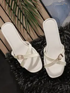 ADIVER Solid Women One Toe Flats with Bows