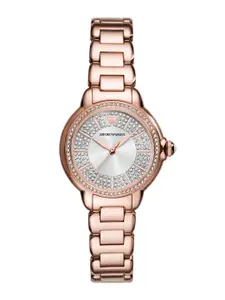 Emporio Armani Women Embellished Bracelet Style Analogue Watch AR11633I-Rose Gold
