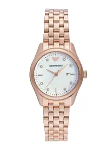 Emporio Armani Women Embellished Bracelet Style Analogue Watch AR11615I-Rose Gold