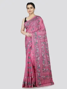 PinkLoom Floral Kantha Work Pure Silk Saree