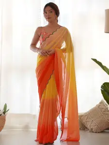 Saree mall Ombre Embroidered Poly Georgette Sarees