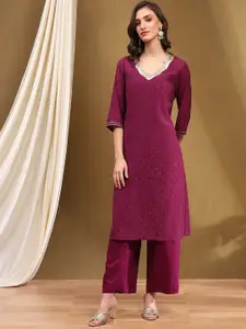 Biba Embellished Embroidered Sequinned Straight Kurta