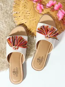 Sole Saga Women Embellished Open Toe Flats with Tassels