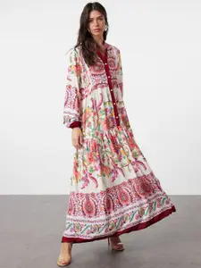 Trendyol Floral Printed Puff Sleeve Maxi Dress