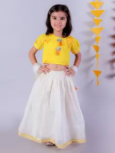 LIL DRAMA Girls Embellished Ready to Wear Lehenga & Blouse With Dupatta