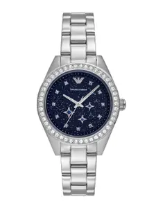 Emporio Armani Women Embellished Bracelet Style Analogue Watch AR11628I-Silver
