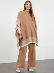 Trendyol Round Neck Acrylic Longline kaftan Top With Trouser