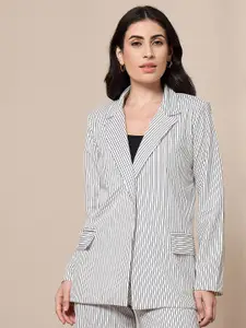 SASSAFRAS worklyf Vertical Striped Slim Fit Single Breasted Blazer