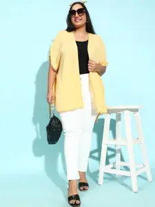 Oxolloxo Plus Size Cotton Longline Open Front Shrug