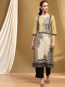 Biba Ethnic Motifs Printed Cotton Straight Kurta