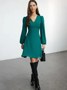 Trendyol Puff Sleeve Fit & Flare Dress