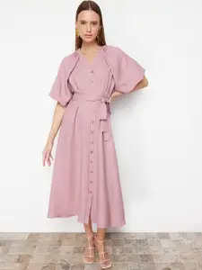 Trendyol Flared Sleeve V-neck Midi Dress