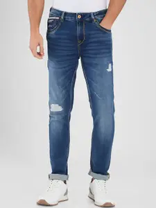 SPYKAR Men Skinny Fit Low-Rise Mildly Distressed Light Fade Stretchable Jeans