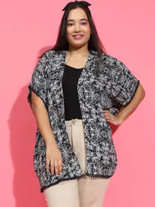 Oxolloxo Plus Size Floral Printed Open Front Shrug