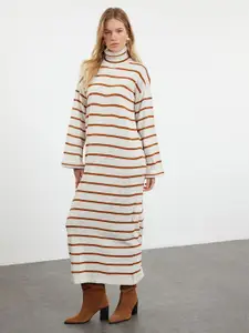 Trendyol Striped High Neck Maxi Dress