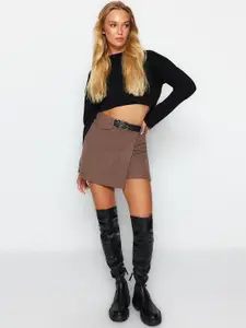 Trendyol Women Solid Mid Rise Denim Shorts