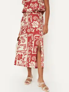 max Printed A-Line Midi Skirt