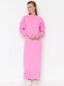 Trendyol Solid Puff Sleeves Maxi Dress