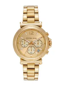 Michael Kors Women Maren Bracelet Style Chronograph Analogue Watch MK7493I-Gold