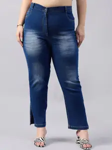 Orchid Blues Women Slim Fit High-Rise Heavy Fade Cropped Jeans