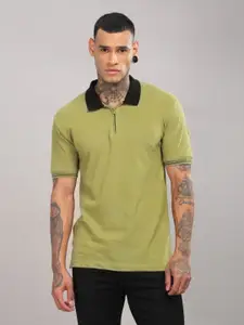 ADRO Men Solid Polo Collar Cotton T-shirt