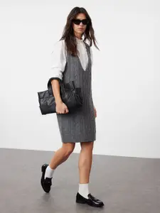 Trendyol Striped Pinafore V-neck Sleeveless Dress