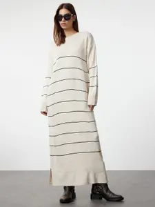 Trendyol Women Round Neck Striped Maxi Dress