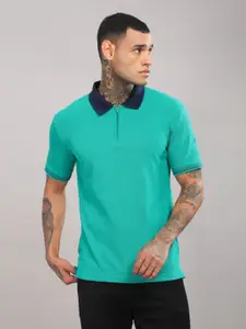 ADRO Men Solid Polo Collar Cotton T-shirt