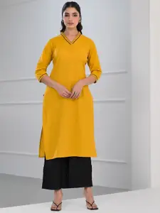 ARAVALII V-Neck Cotton Straight Kurta