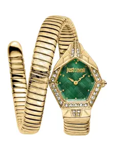 Just Cavalli Women Embellished Dial & Stainless Steel Wrap Around Straps Analogue Watch JC1L303M0035
