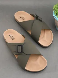 HERE&NOW Men Leather Comfort Sandals