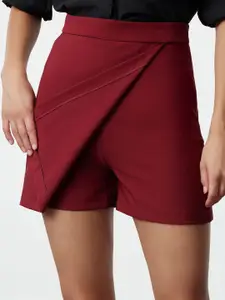 Trendyol Women Solid Mid-Rise Regular Fit Skorts Shorts