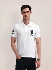 U.S. Polo Assn. Men Brand Logo Printed Polo Collar Cotton T-shirt