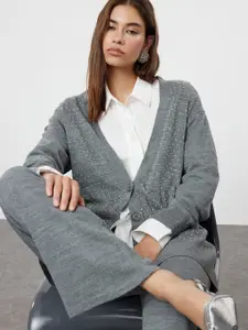 Trendyol Acrylic Embellished Top With Trousers