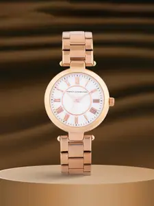 French Connection Women Embellished Dial & SS Bracelet Style Analogue Watch FCW14SRGM