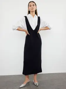 Trendyol Solid Pinafore Midi Dress