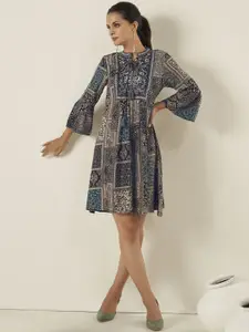 Anouk Floral Embroidered A-Line Knee-Length Ethnic Dresses