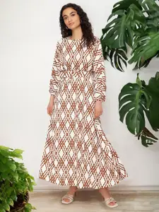 Trendyol Print Keyhole Neck Maxi Dress
