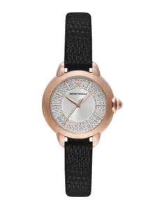Emporio Armani Women Embellished Bracelet Style Analogue Watch AR11631I-Black