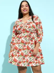 Oxolloxo Floral Print Crepe Fit & Flare Dress