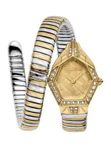 Just Cavalli Women Embellished Dial & Stainless Steel Wrap Around Straps Analogue Watch JC1L303M0055