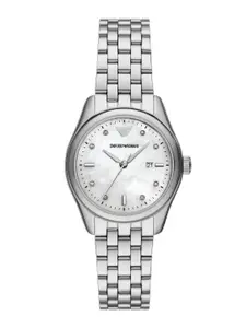 Emporio Armani Women Embellished Bracelet Style Analogue Watch AR11614I-Silver